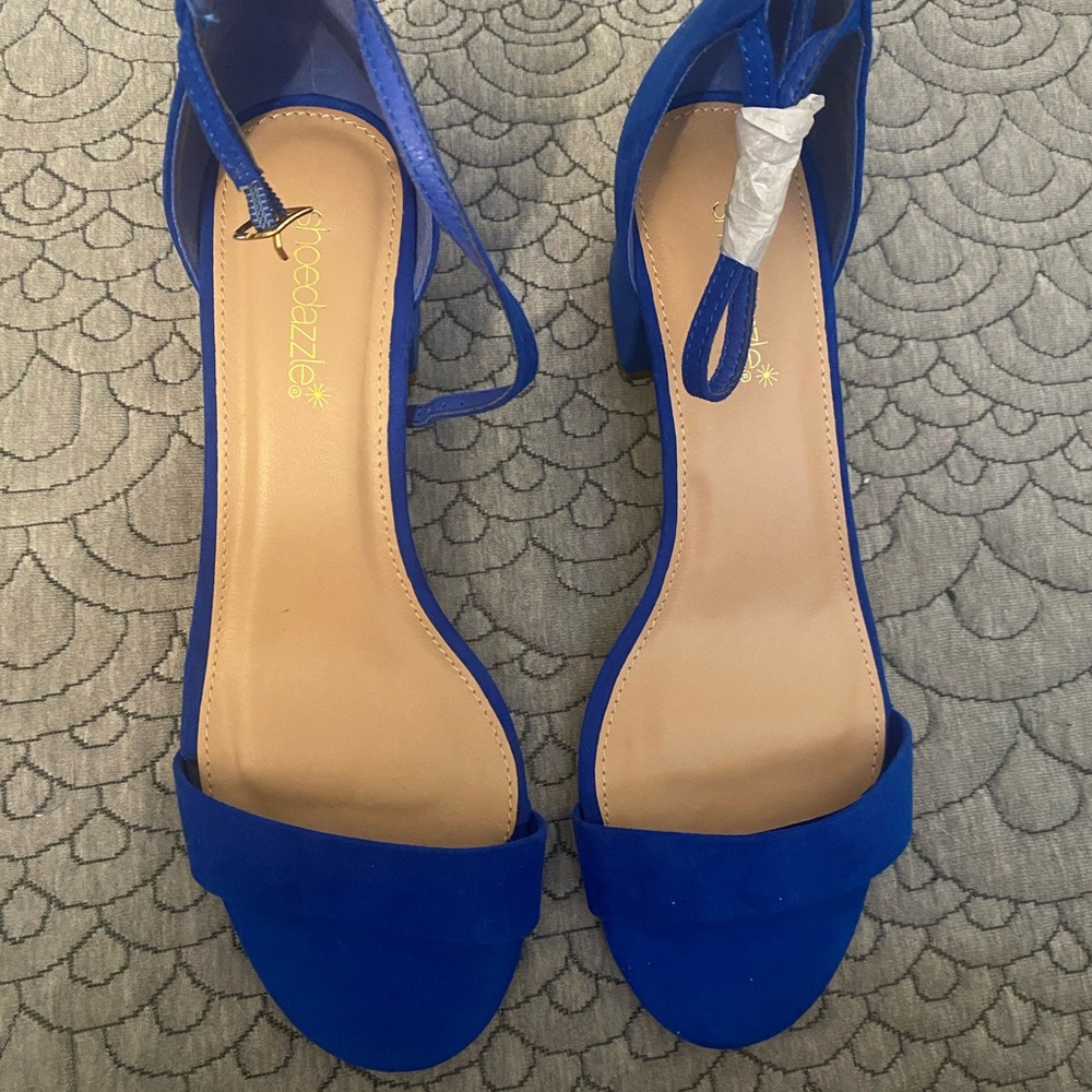 Shoe Dazzle Blue Heels Elegant Suede Design